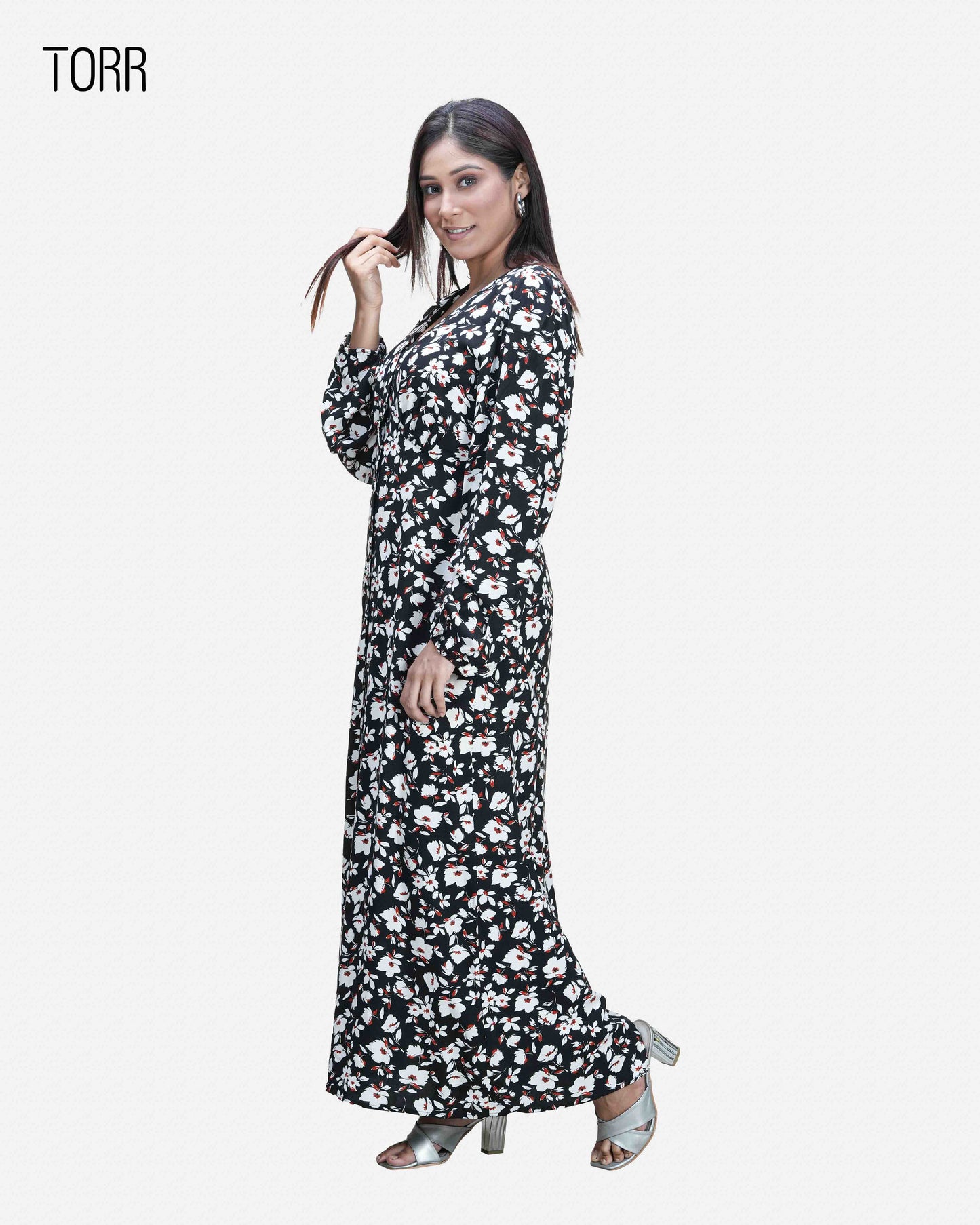 Womens Long Dres | Flower Aop