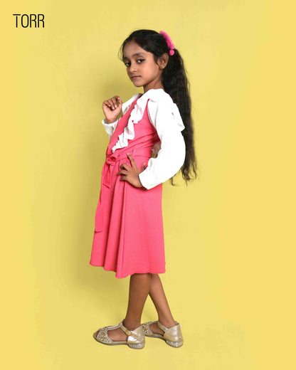 Girl's Frock | Pink/White