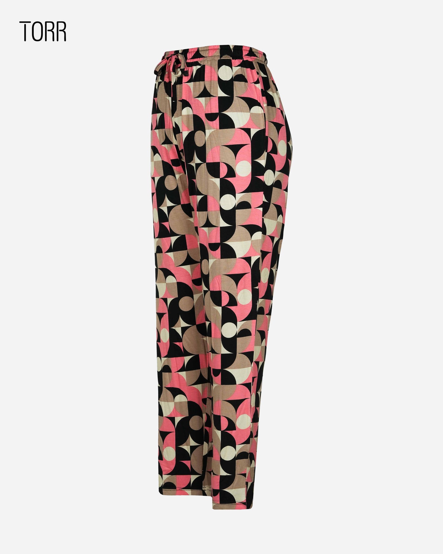 Womens Trouser | Black Geometric AOP
