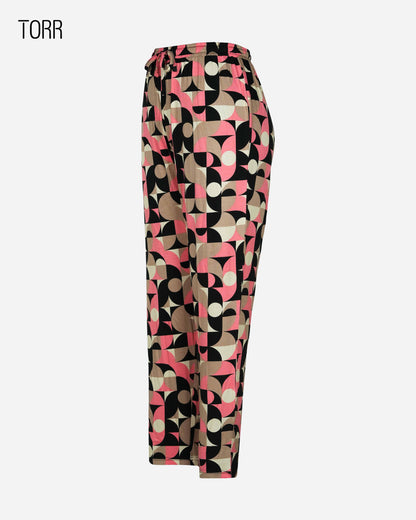 Womens Trouser | Black Geometric AOP