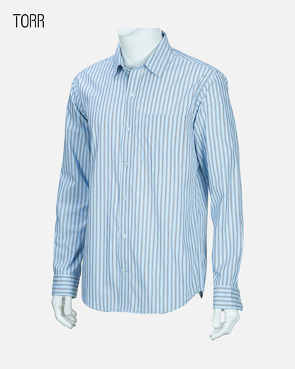 Men's Long Sleeve Shirt  | Lt. Blue Stripe