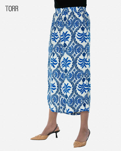 Womens Palazzo | White Blue Aop