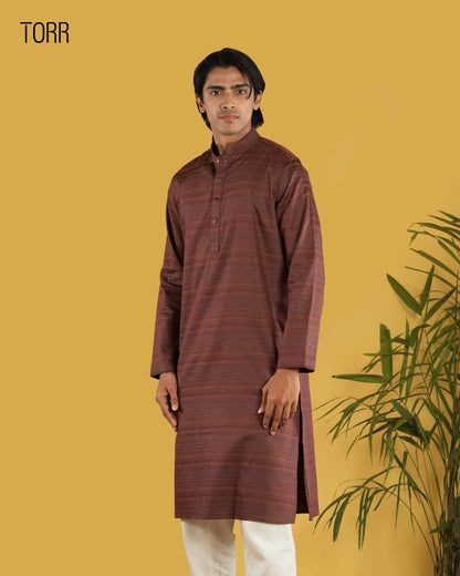 Men's Panjabi | Maroon Stripe