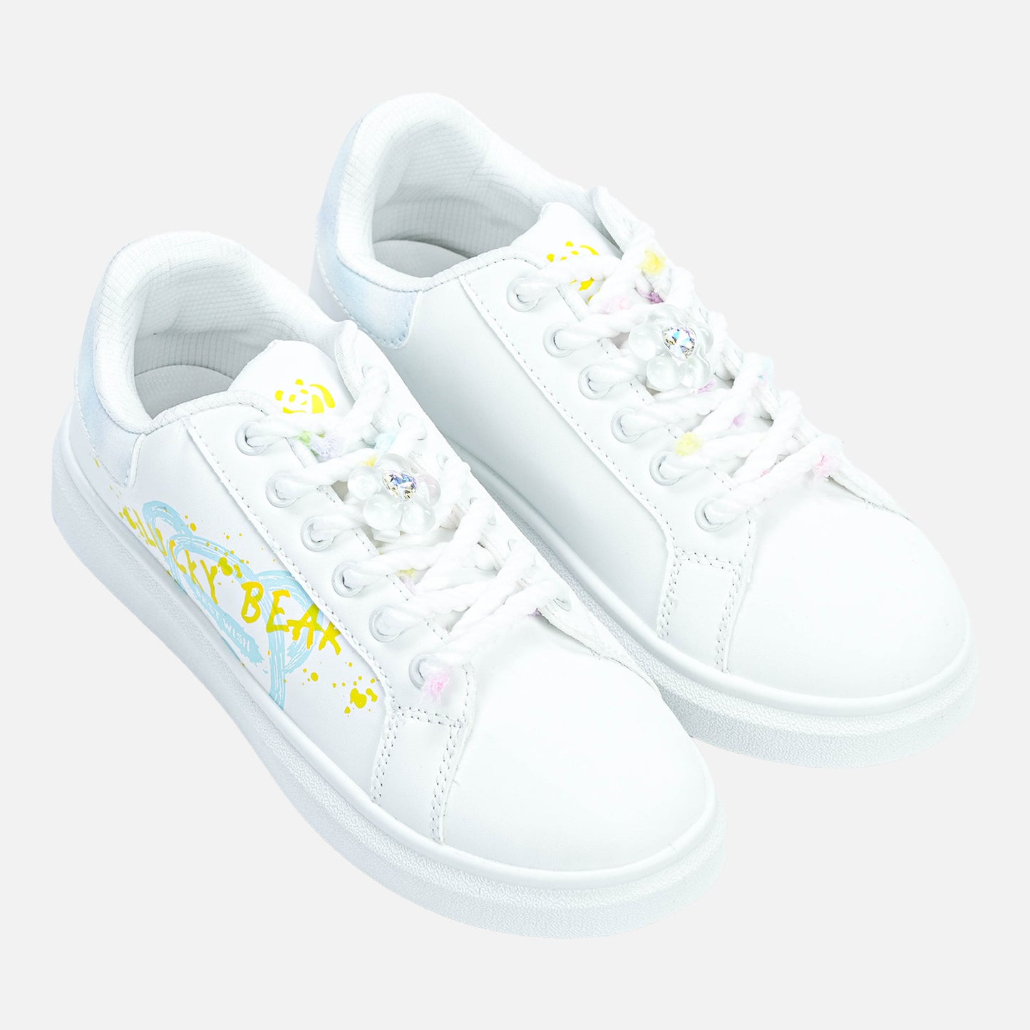 Panda Women’s Casual Sneaker | White Blue Yellow