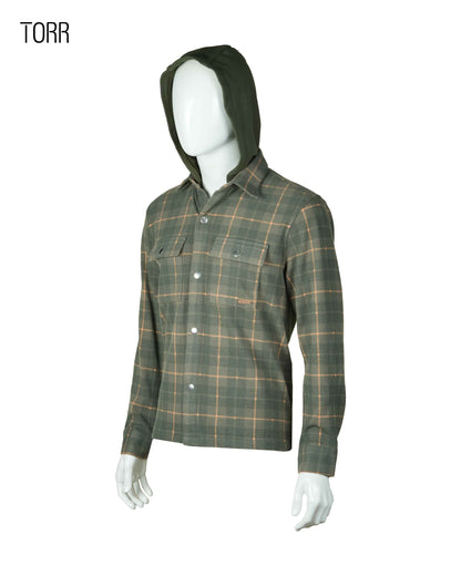 Men’s Hooded Shacket | Olive Check