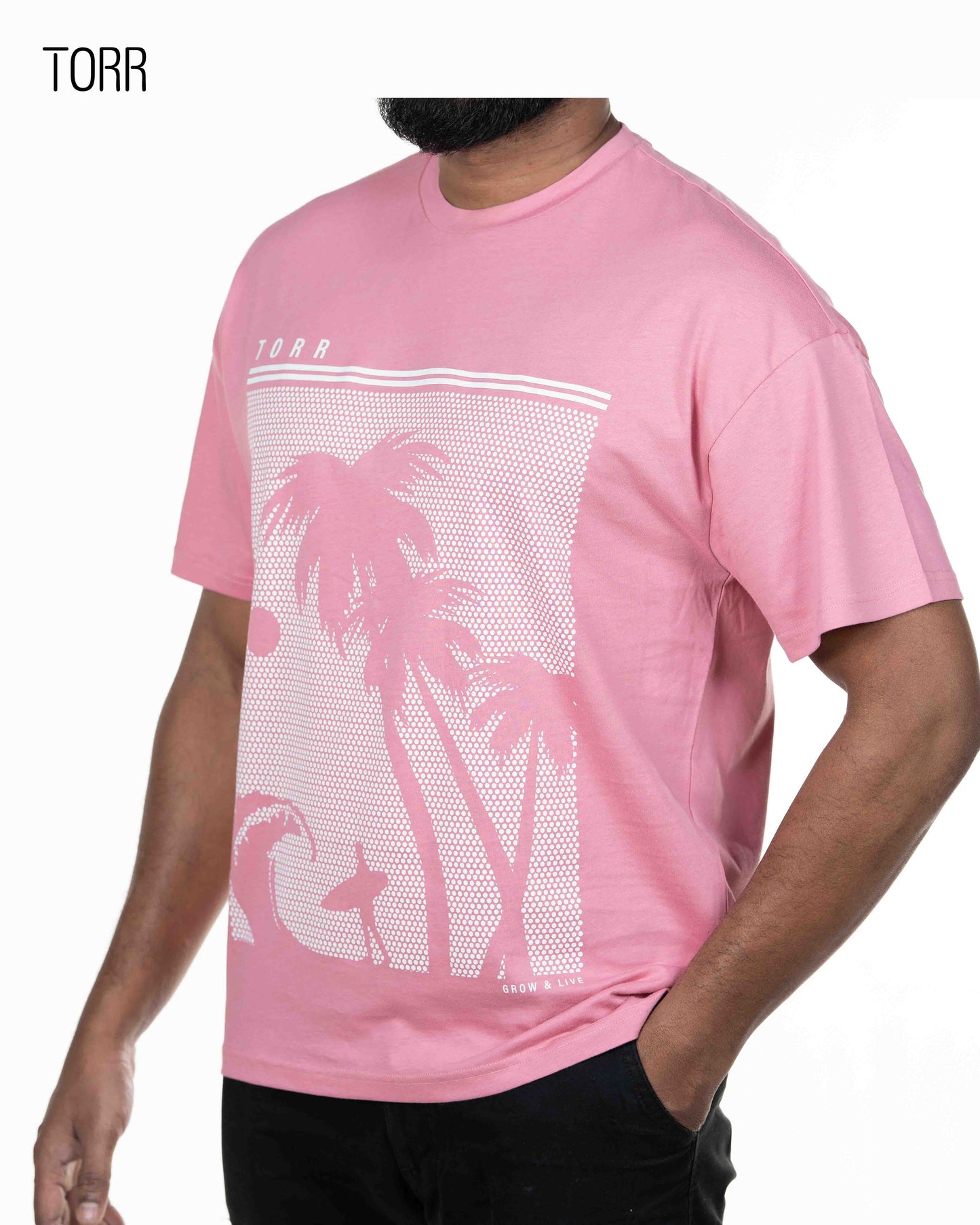 Drop Soulder T-shirt | Pink