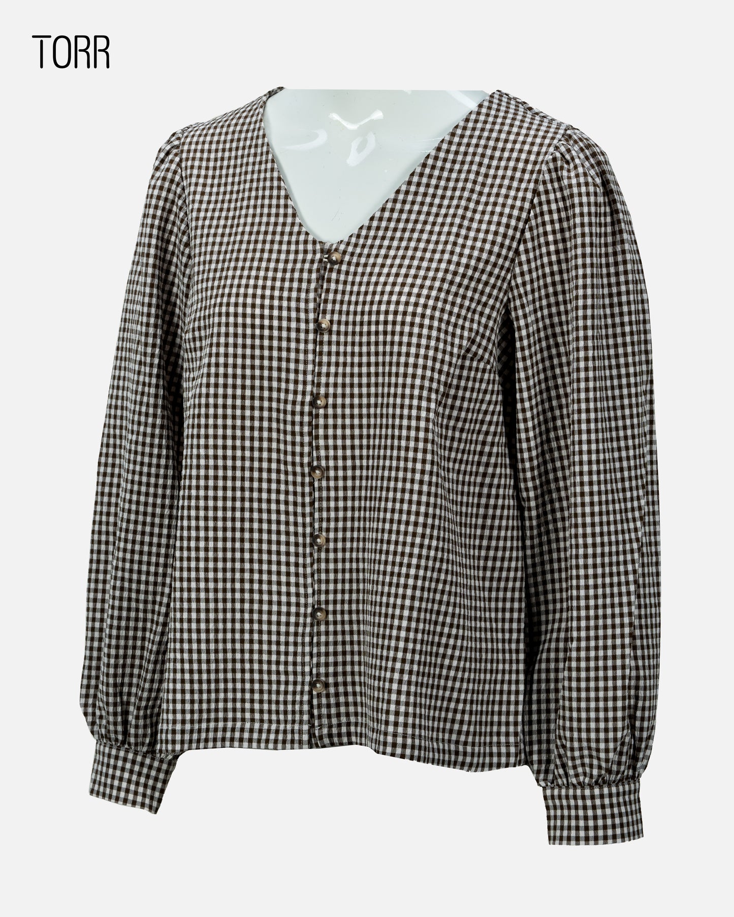 Women's Short Top | Brown Check