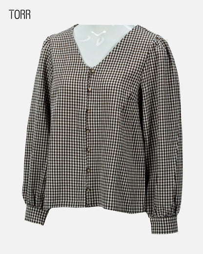 Women's Short Top | Brown Check