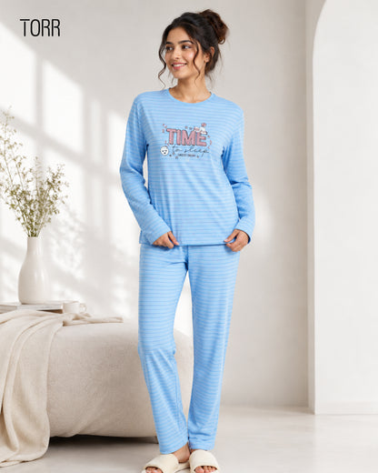 Women's Sleepwear| Blue AOP Stripe