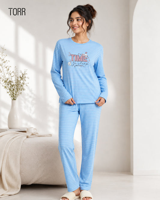 Women's Sleepwear| Blue AOP Stripe