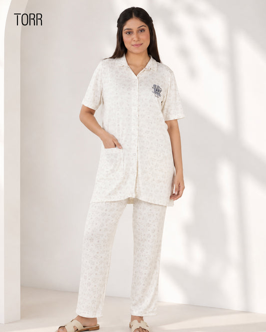 Women's Sleepwear| Ecru Aop
