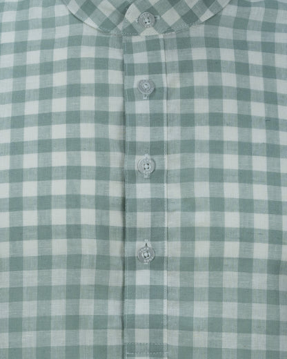 Men's Long Sleeve Casual Shirt | Lt. Green Gingham Check