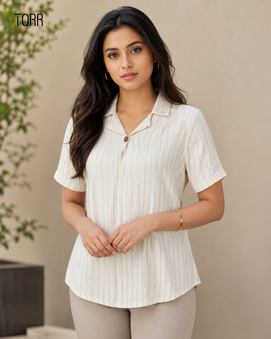 Women's Top | Cream Stripe