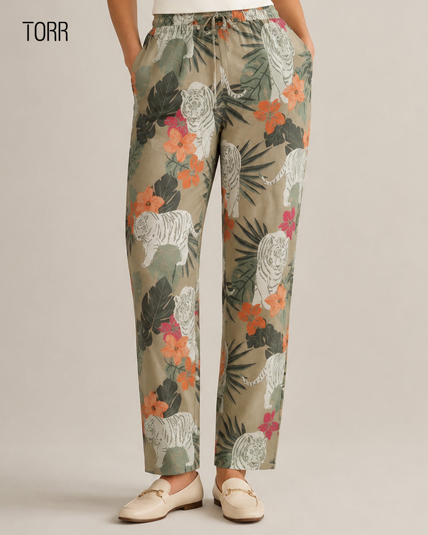 Womens Trouser | Khaki Aop