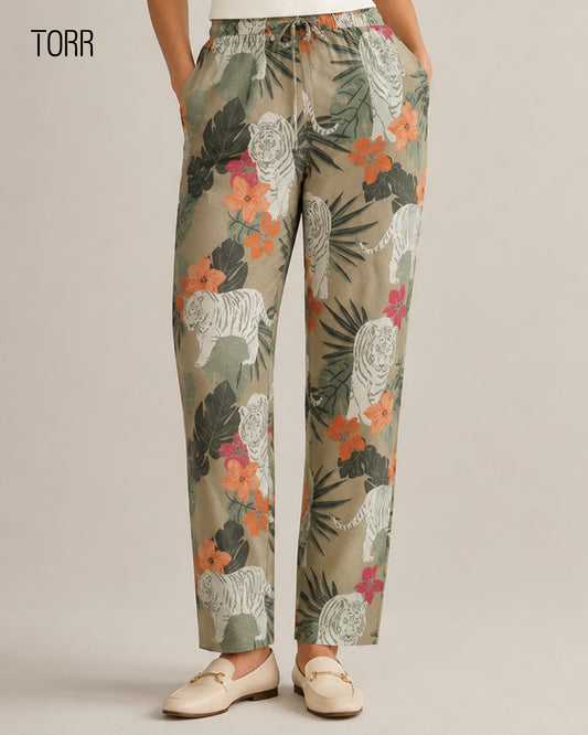 Womens Trouser | Khaki Aop