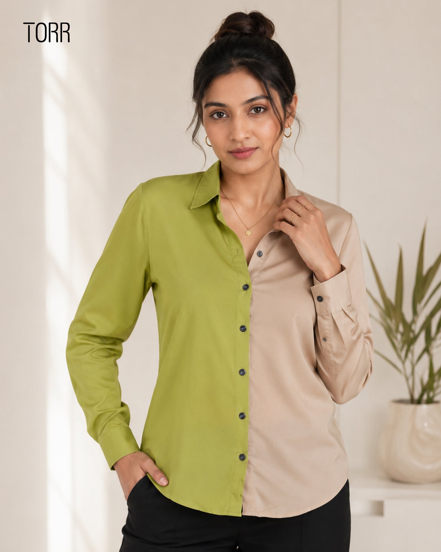 Women's Shirt | Beige/Green