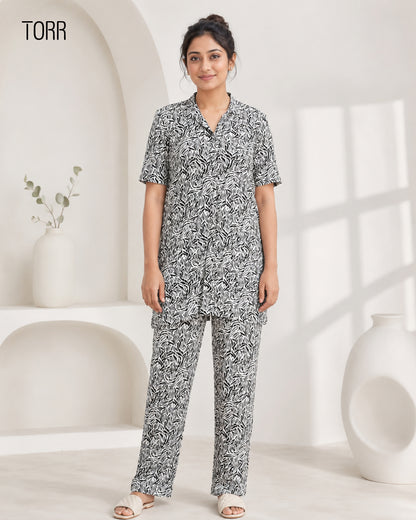 Women's Sleepwear| Black-2 AOP