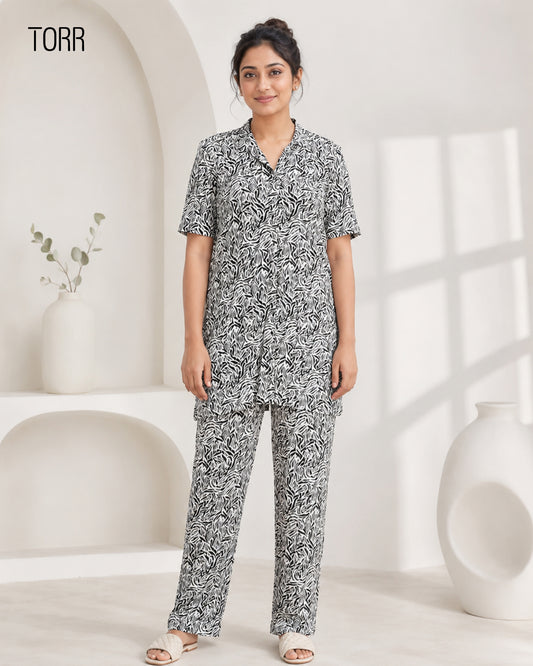Women's Sleepwear| Black-2 AOP